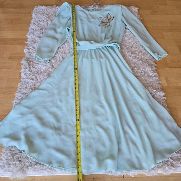 Monica Richards Mint Green Dress with Silver Embellishment Vtg size 5 - Picture 12 of 16
